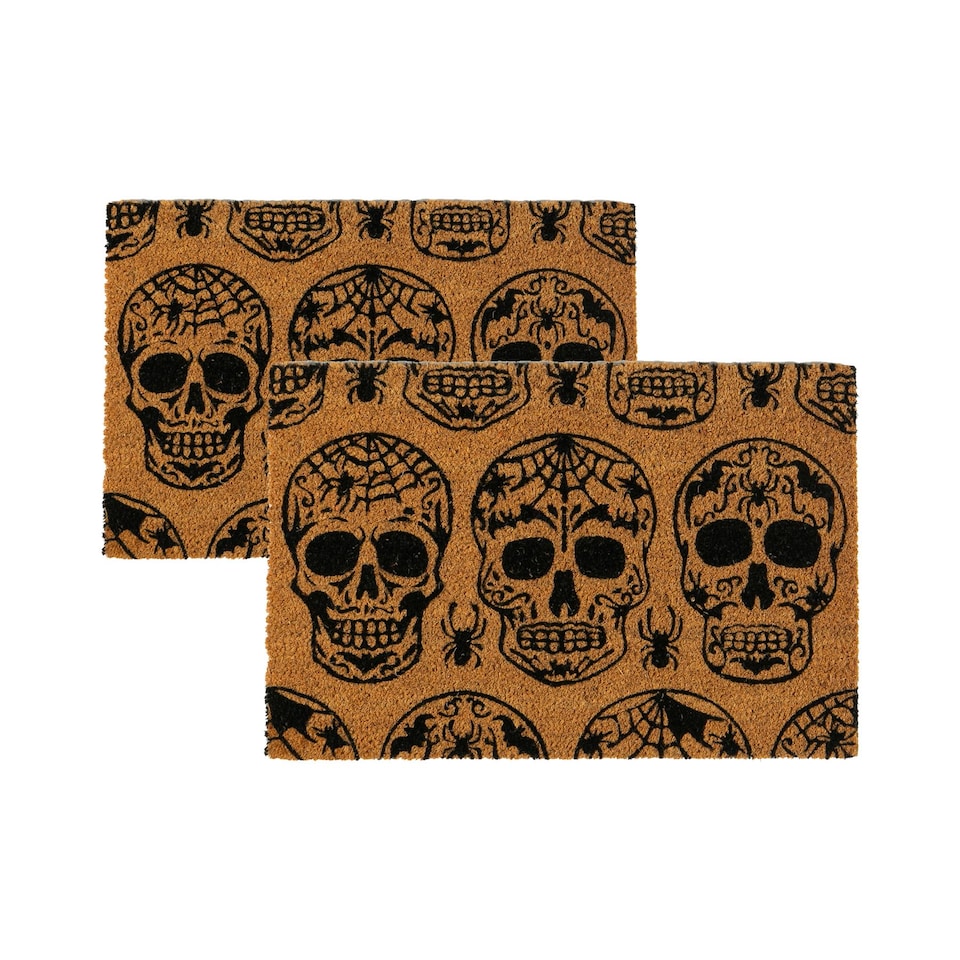 image 1 of Nicola Spring Halloween Coir Door Mats - 60 x 40cm - Day of the Dead - Pack of 2