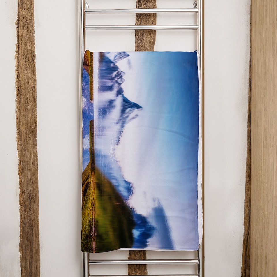 image 1 of Panoramic view of the Mt. Schreckhorn and Wetterhorn Designer Bath Towel | Multi