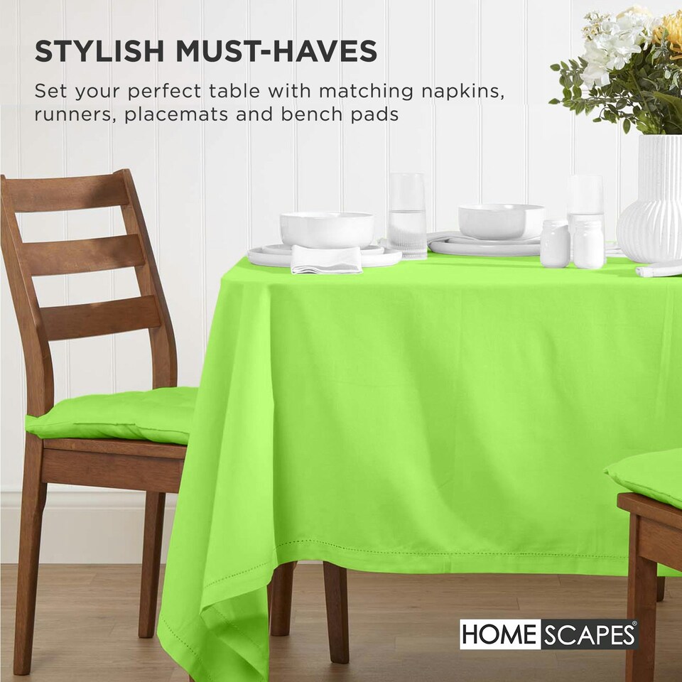 image 1 of Homescapes Set of 6 Seat Pad Cushion Luxury Cotton Indoor Outdoor Garden, 40 x 40cm Lime Green