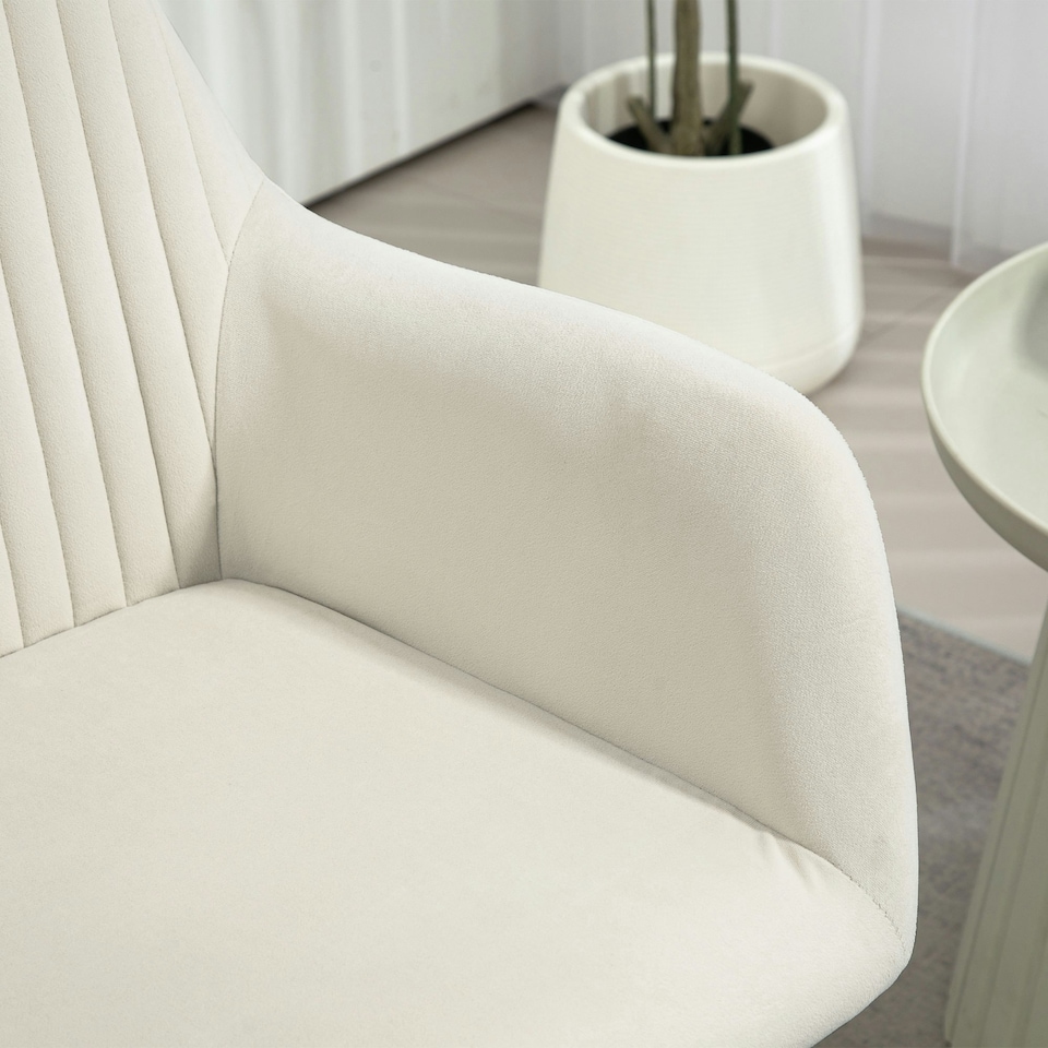 image 1 of HOMCOM Modern Accent Chair Velvet-Touch Upholstered Armchair Cream White