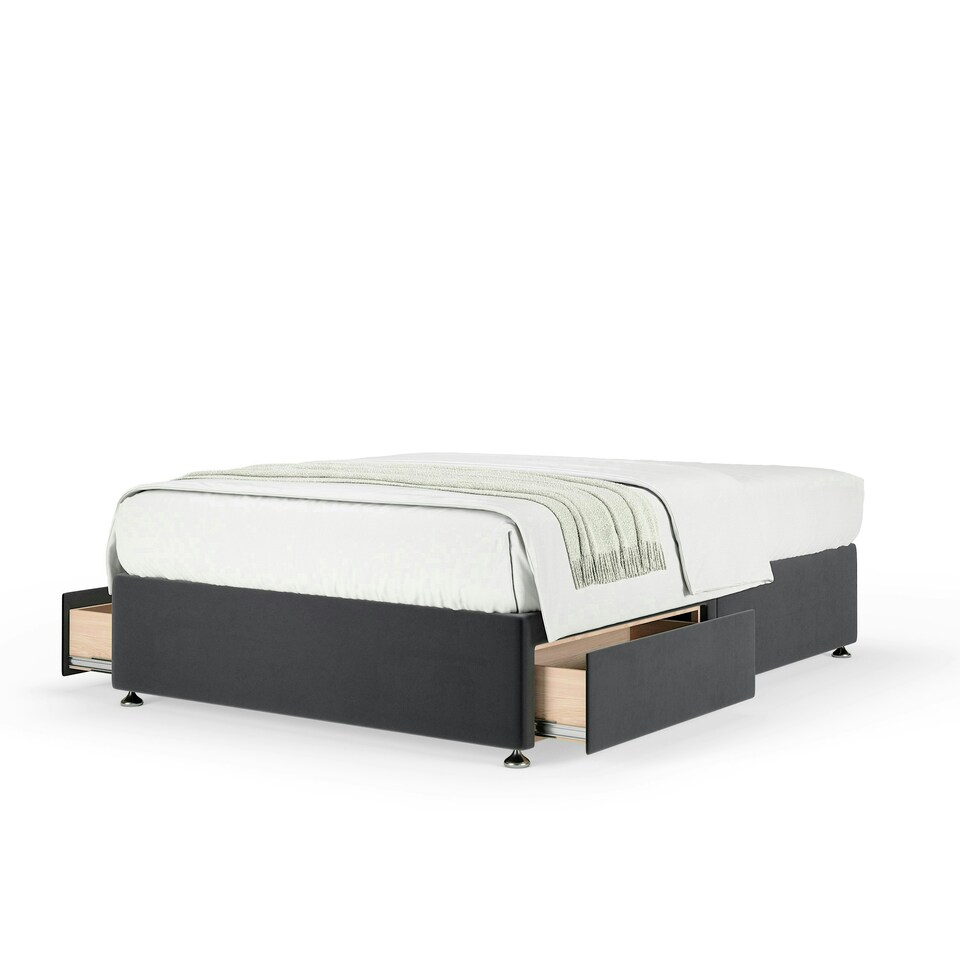 image 1 of Majestic 1000 Pocket Sprung Graphite Plush Velvet 2 Drawer Divan Set Super King