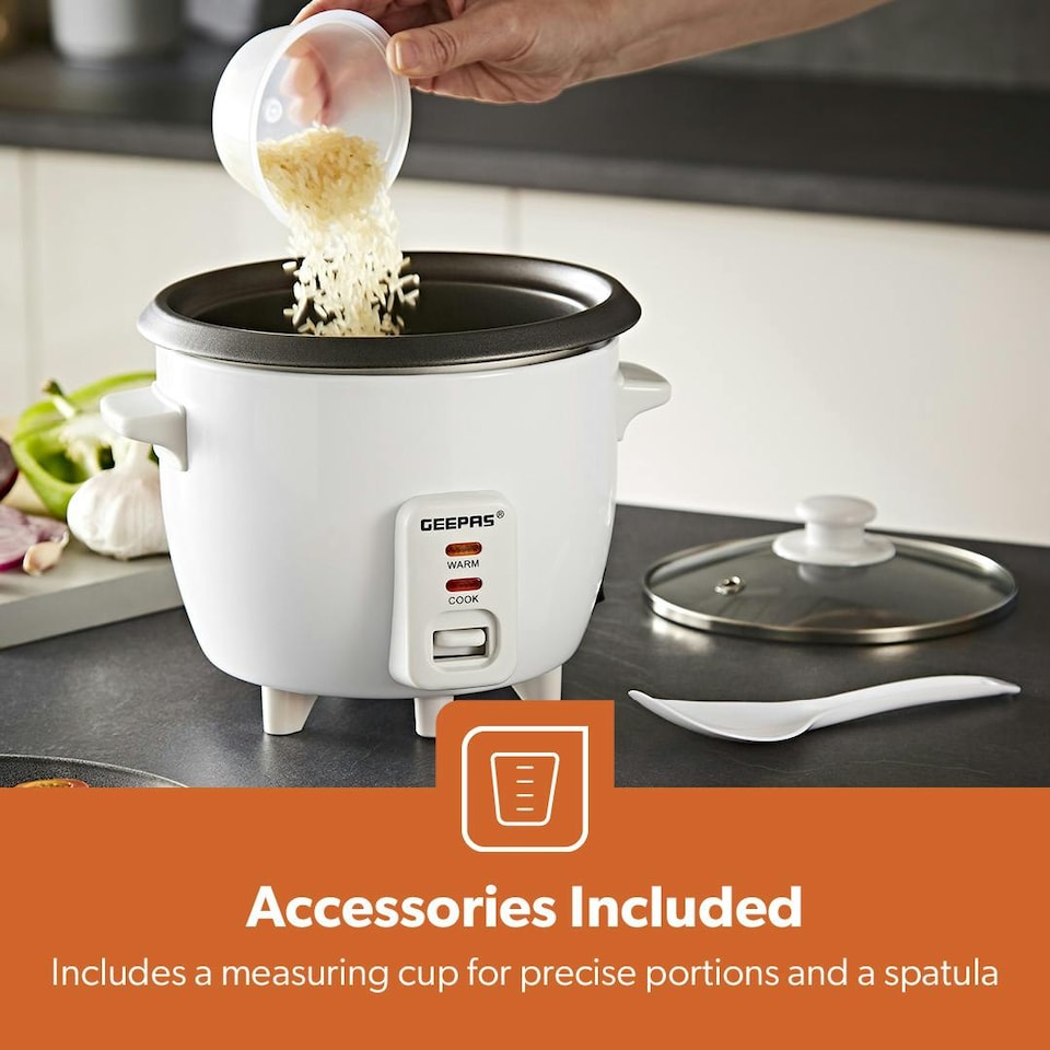image 1 of GEEPAS 300W Rice Cooker & Steamer with Keep Warm Function, 0.6L