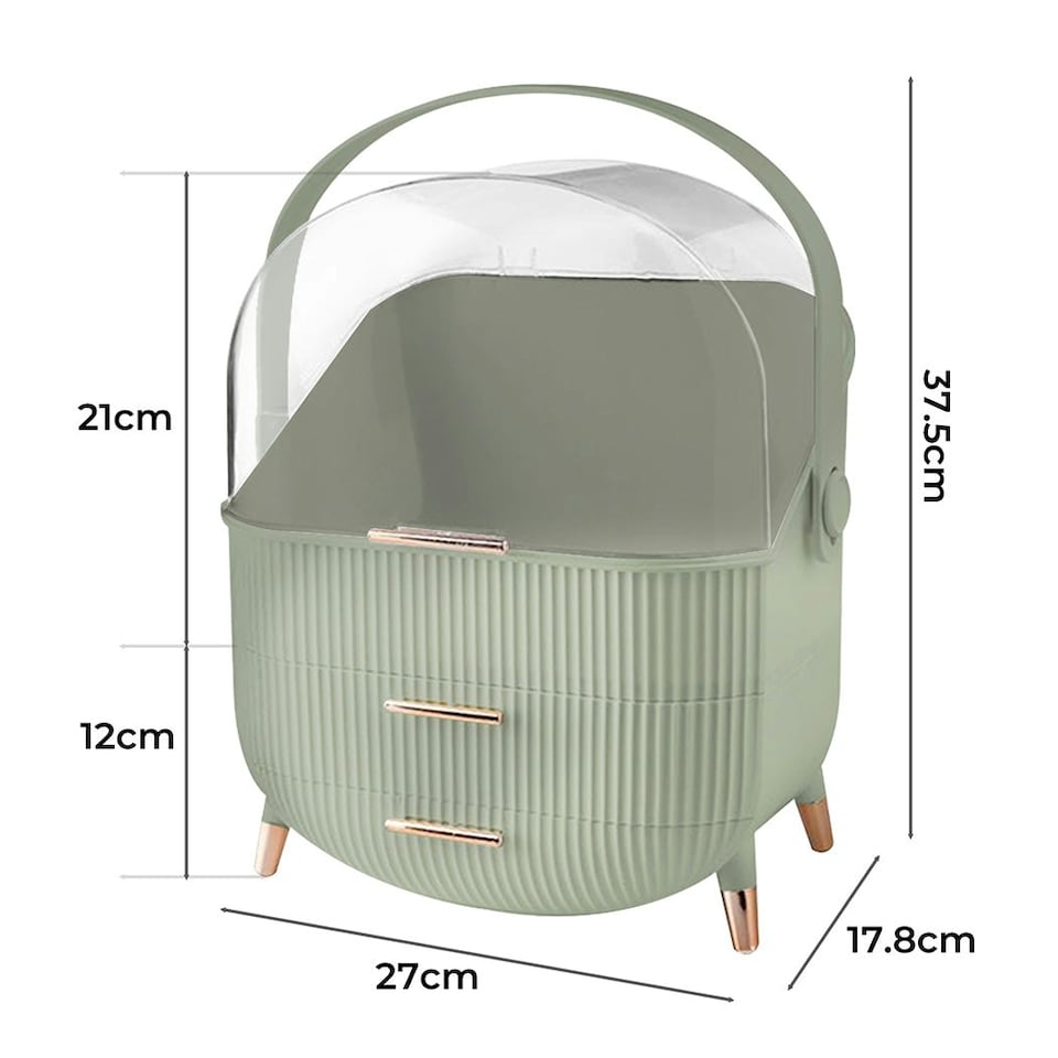 image 1 of ilus Makeup Organizer Case Drawer Portable Cosmetic Jewellery Storage Box Light Green | Green