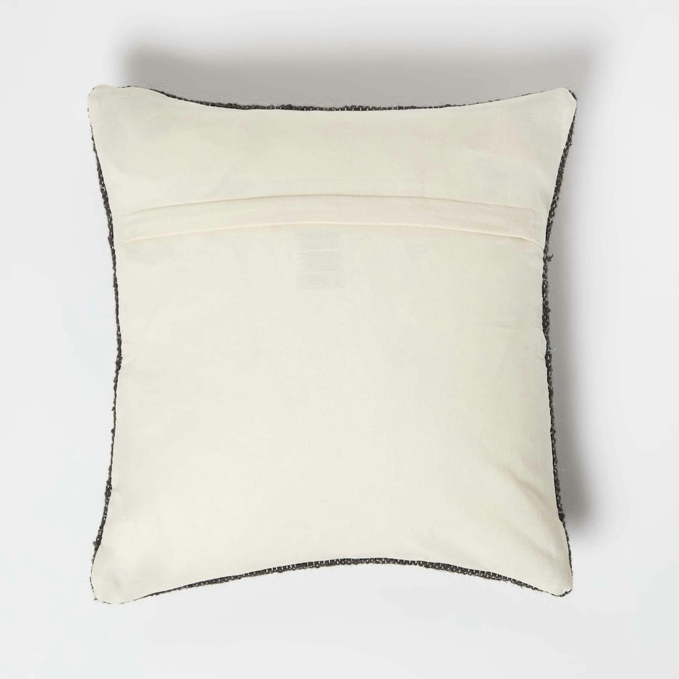 image 1 of Homescapes Veria Handwoven Grey Stripe Kilim Cushion - 45 x 45 cm | Grey | Cream, Grey | 1