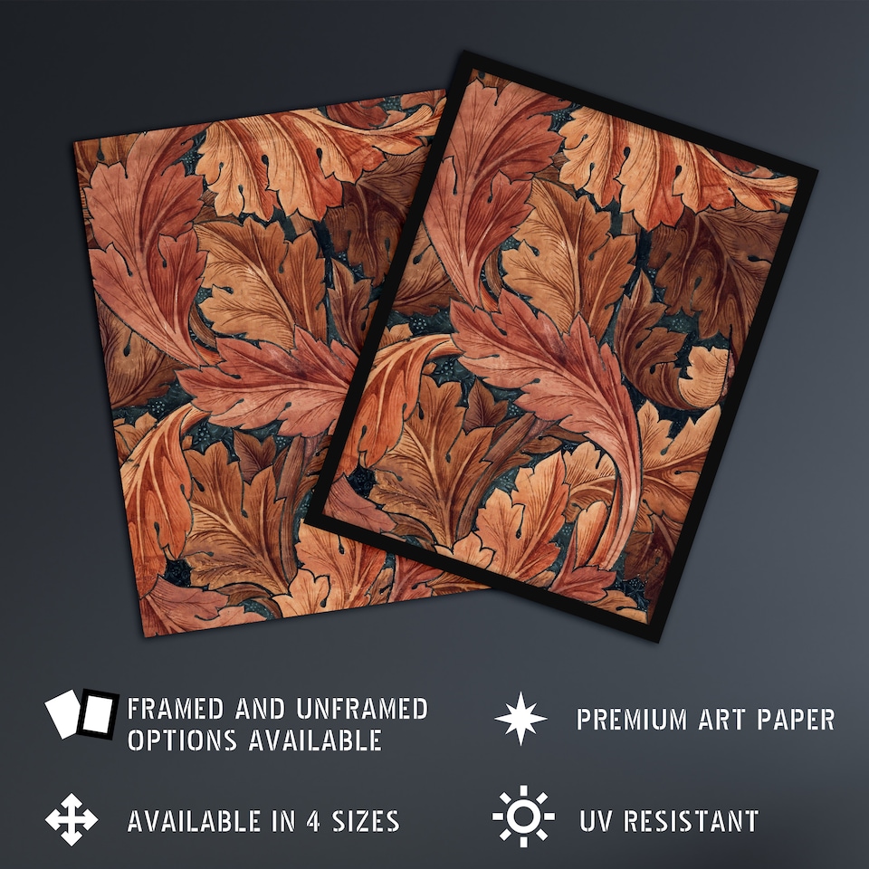 image 1 of Acanthus Leaves Pattern Vintage Wall Art Print William Morris 12x16"