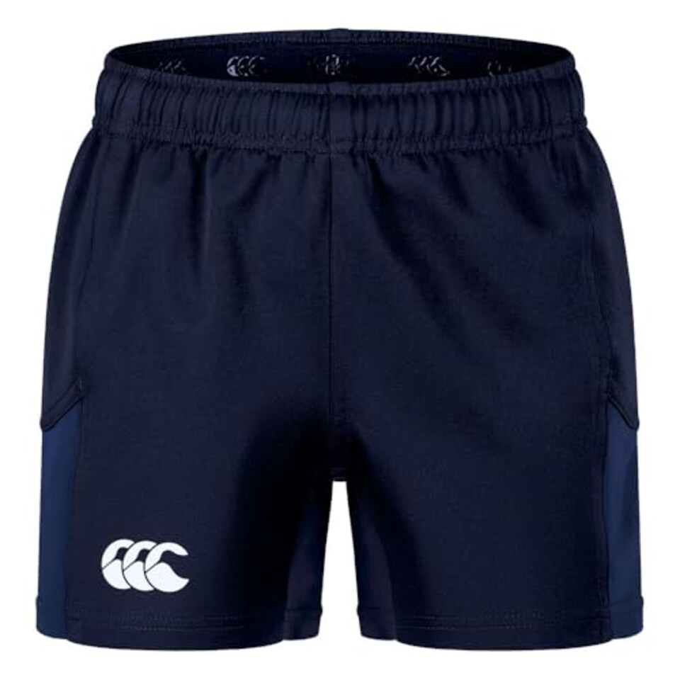 image 1 of Canterbury Junior Unisex Advantage Rugby Shorts 2.0 | Elasticated Waist | Ccc Logo Gym Shorts, Navy, 8