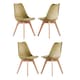 image 1 of Set of 4 Scandinavian Dining Chairs with Leather Cushions Solid Wood Legs | Green | Lime Green