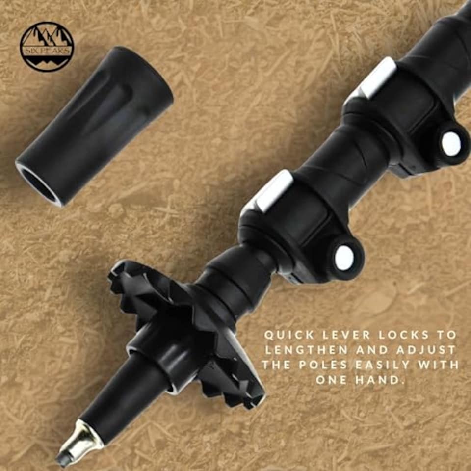 image 1 of Six Peaks Stride Walking Poles, Set Of 2 Adjustable Strong Aluminium Trekking, Hiking Sticks, Quick Lock Telescopic System, Padded Non-Slip Foam Grip, Interchangeable Summer And Snow Baskets