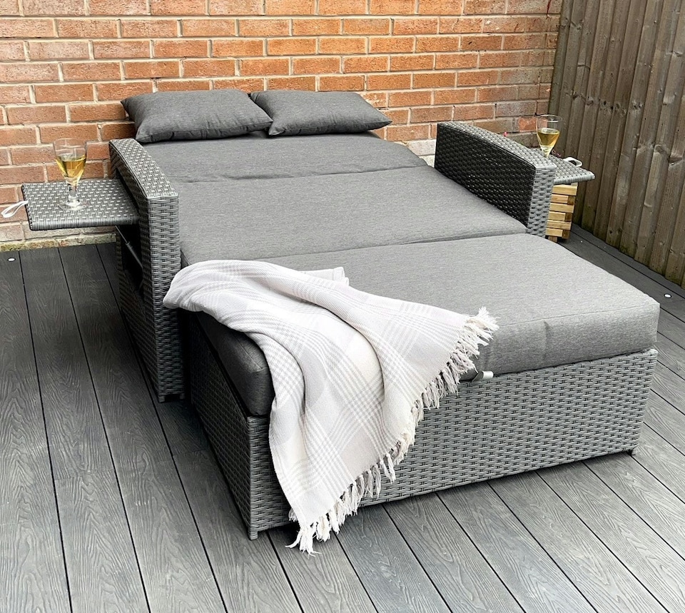 image 1 of Oasis 2 Seater Garden Patio Outdoor Rattan Furniture Sofa Sun Lounger Daybed