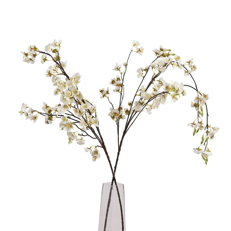 image 1 of Hill Interiors Japanese Blossom Artificial Flower | White | White | One Size | 1