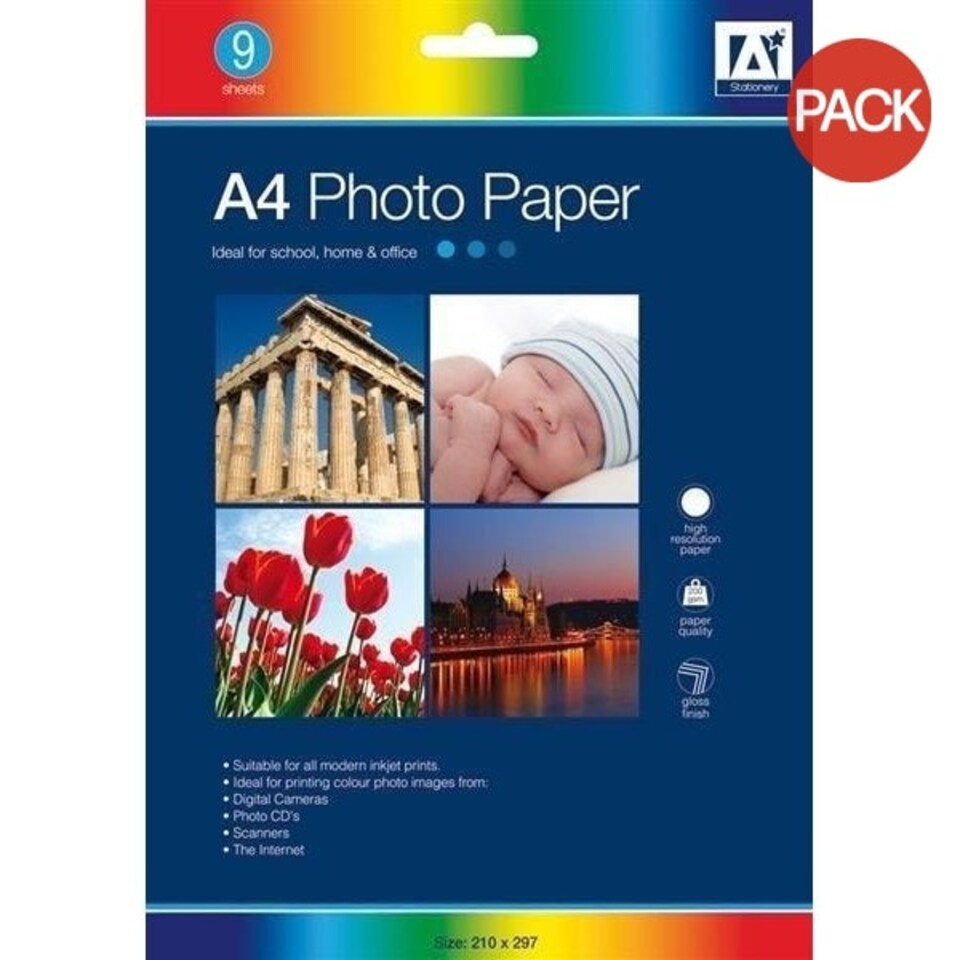 Anker Gloss A4 Photo Paper (Pack of 9) White One Size Tesco Groceries