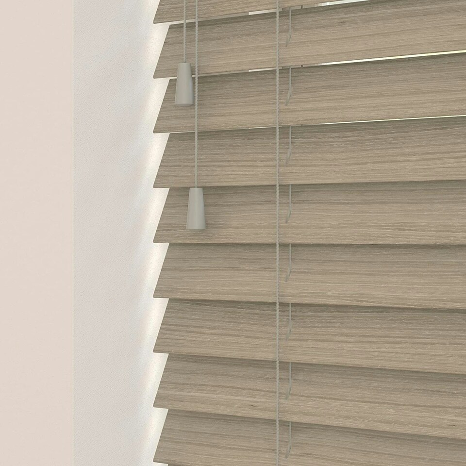 image 1 of 150cm Country Oak Wooden Venetian Blinds With Strings (130cm drop)