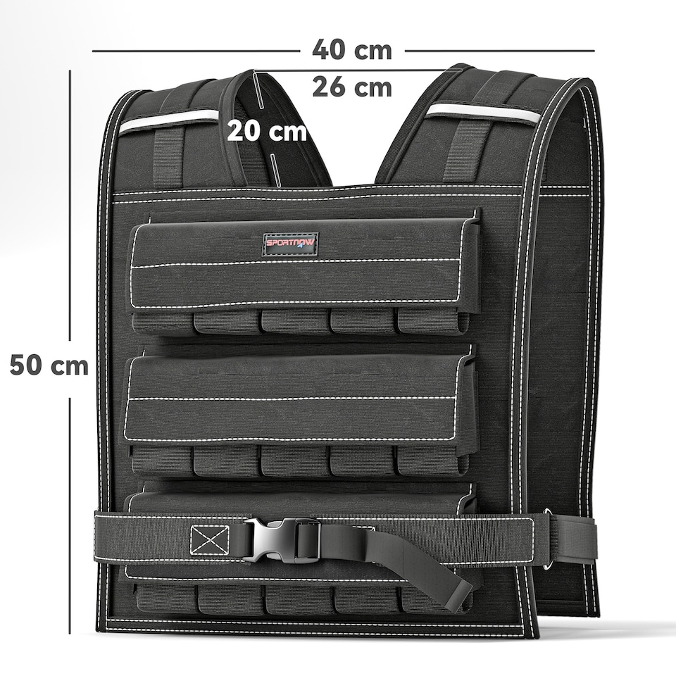 image 1 of 15KG Adjustable Weighted Vest with 15 Metal Weights, Running Weight Vest | Black | Black