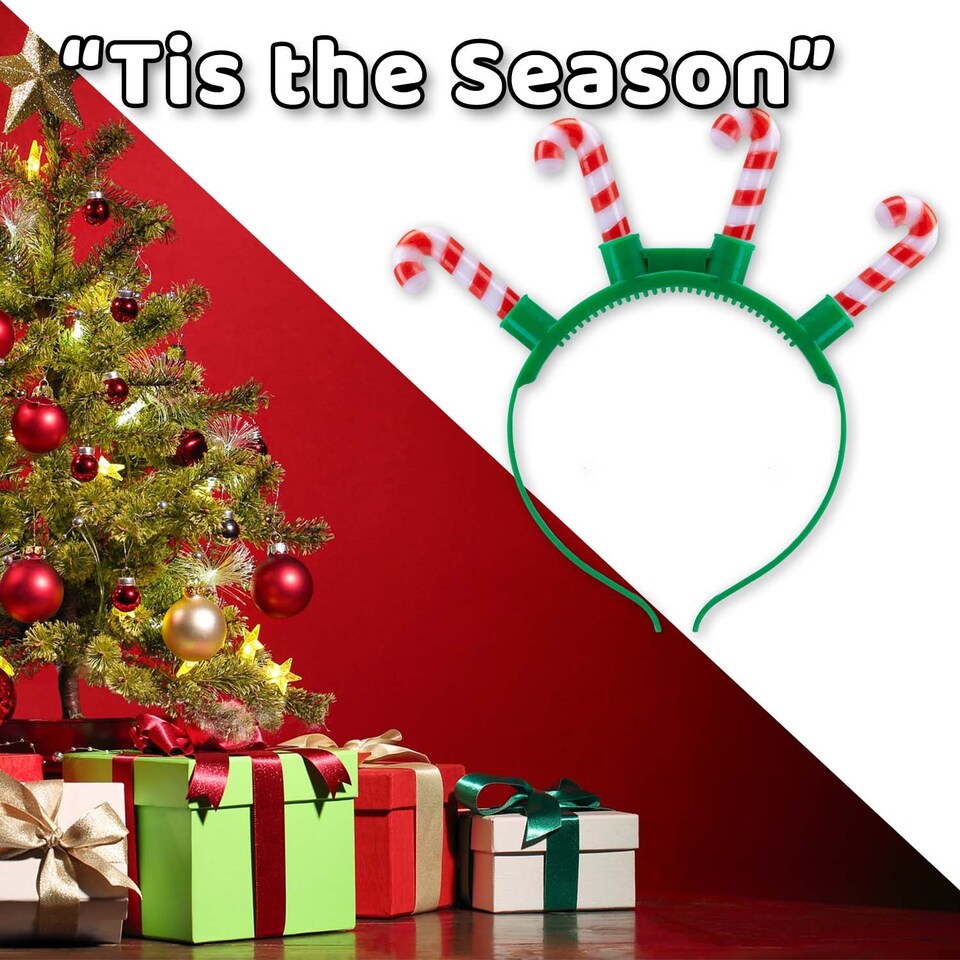 image 1 of vfm-estore Christmas Candy Cane Light-Up Headband 21cm x 23cm Green