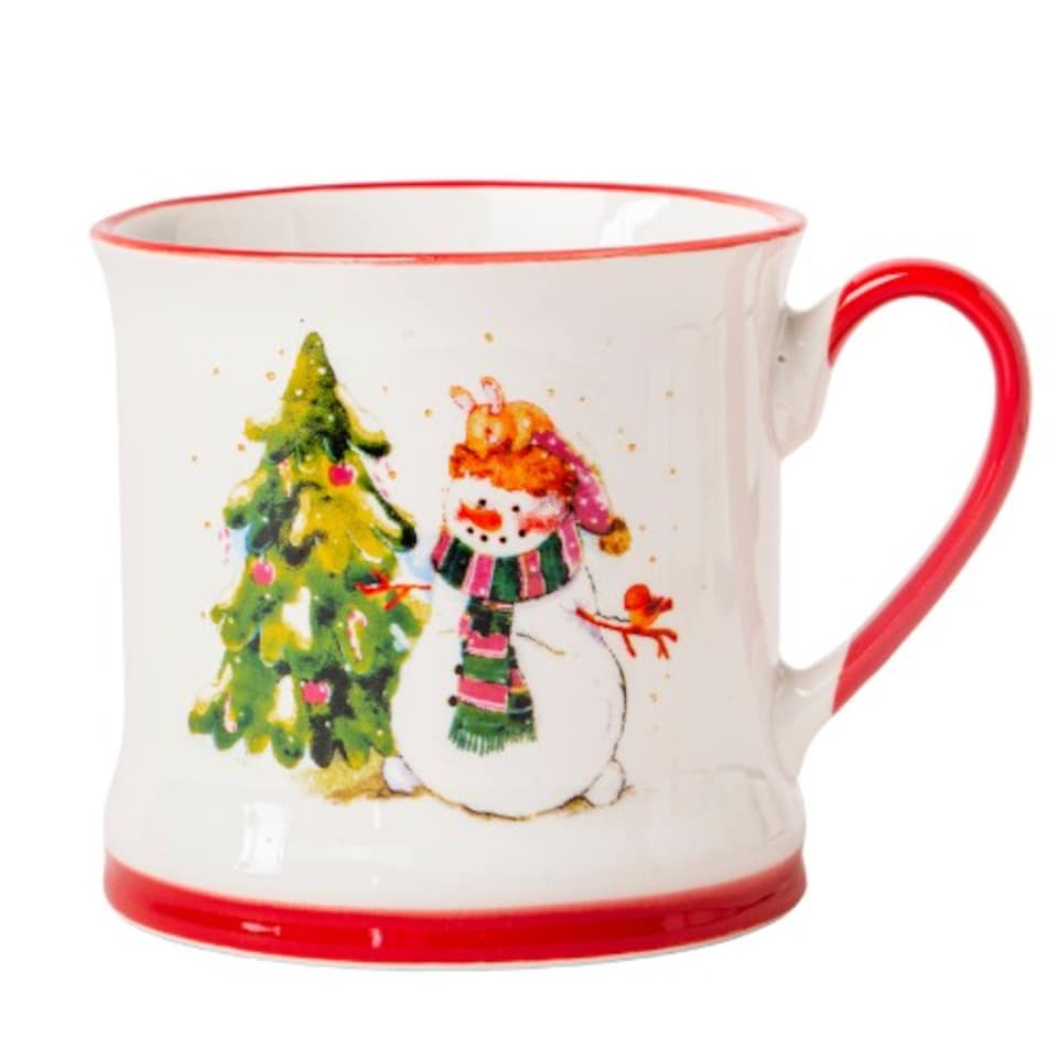 image 1 of Festive Snowman Ceramic Mug 340ml | White | Snowman Painting Lights | 340ml | 1