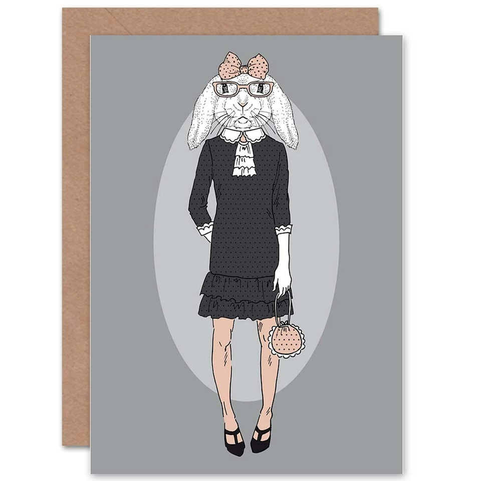 image 1 of Fashion Animal Bunny Girl Hipster Kids Birthday Child Kids Card