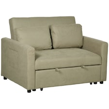 HOMCOM 2 Seater Sofa Bed Convertible Bed Settee with Cushions, Brown