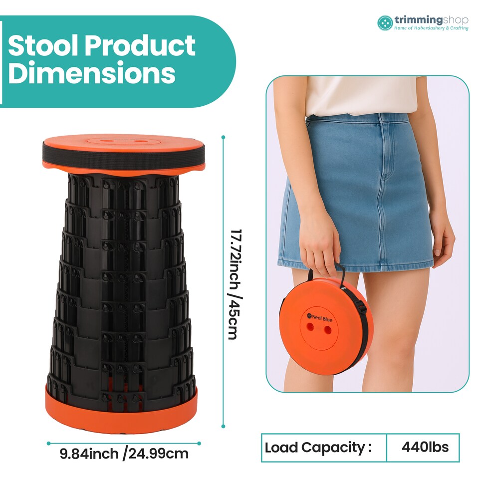image 1 of Trimming Shop Portable Folding Stool, Telescopic Collapsible Stool