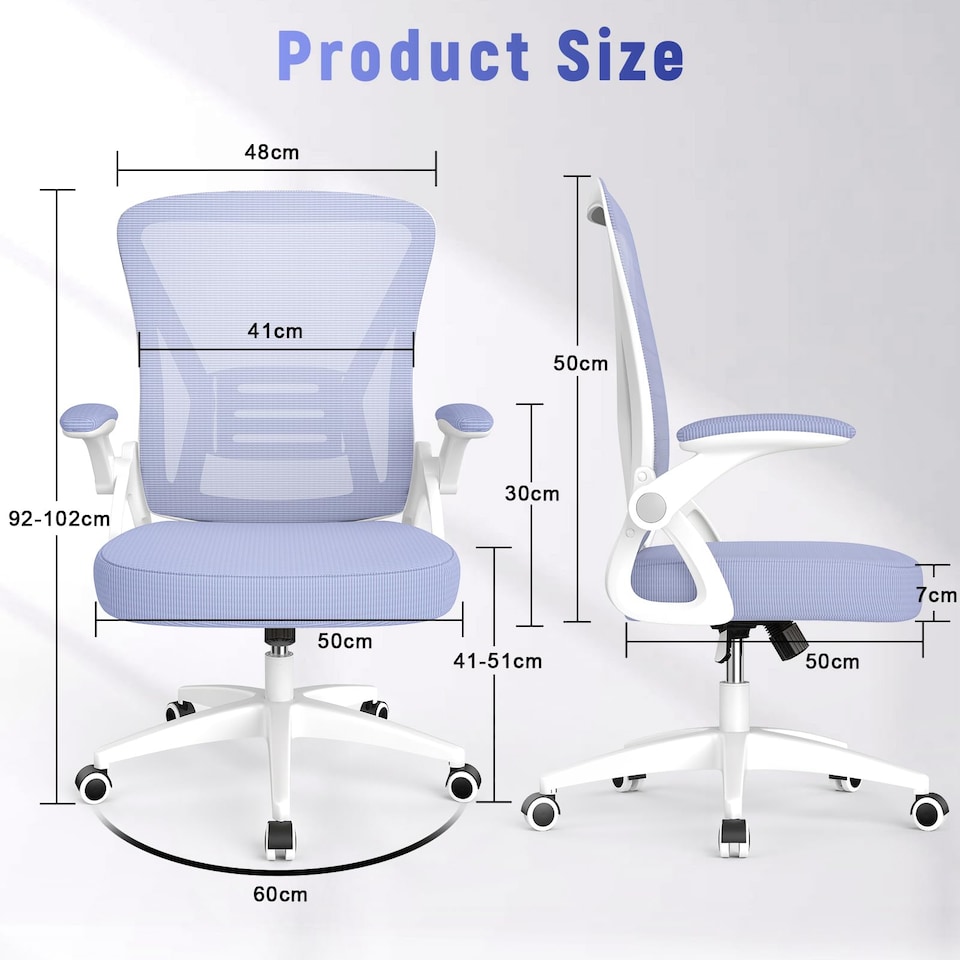 image 1 of Rattantree Ergonomic Office Chair with Flip Up Armrests & Lumbar Support