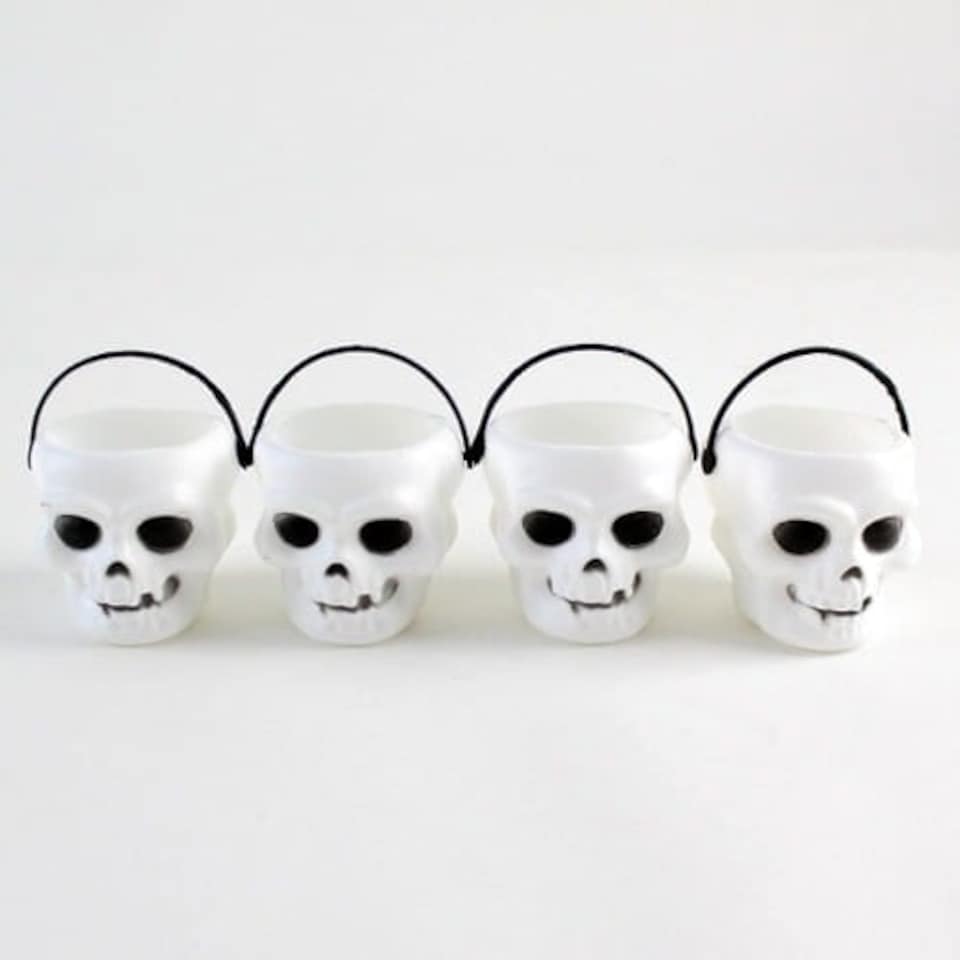 Skull Halloween Plastic Treat Pots - Pack of 4