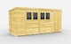image 1 of 15 x 6 Feet Pent Shed - Double Door With Windows - Wood - L178 x W454 x H201 cm | Brown