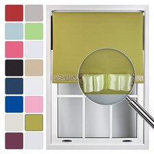 FURNISHED Blackout Roller Blind with Gold Glitter Trim and Green Bow Cut to Size | Green | Green | (W) 210cm x (L) 165cm