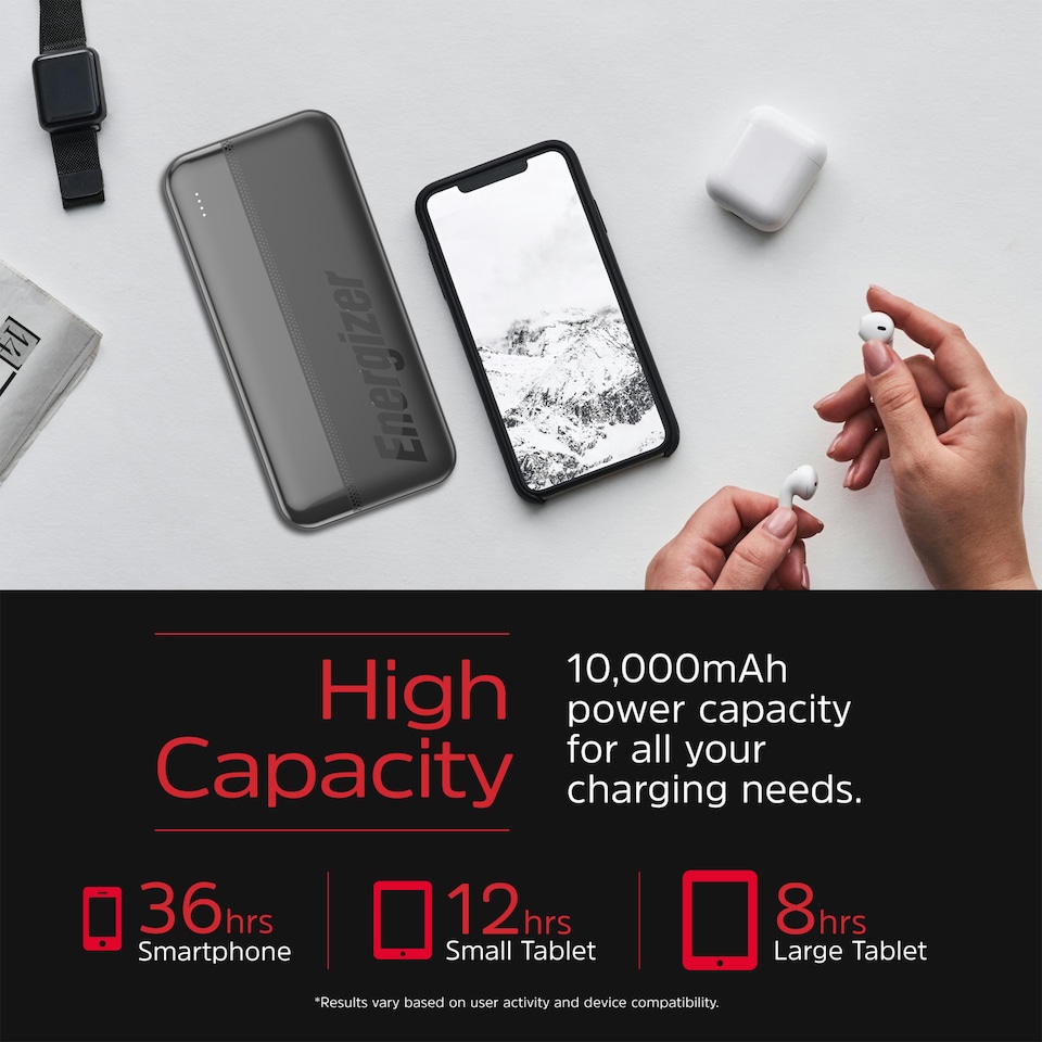 image 1 of Energizer 10mAh USB-C Power Bank Black