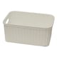 image 3 of JVL Knit Loop Plastic Lidded Rectangular Storage Basket with Handles, 6L - White White