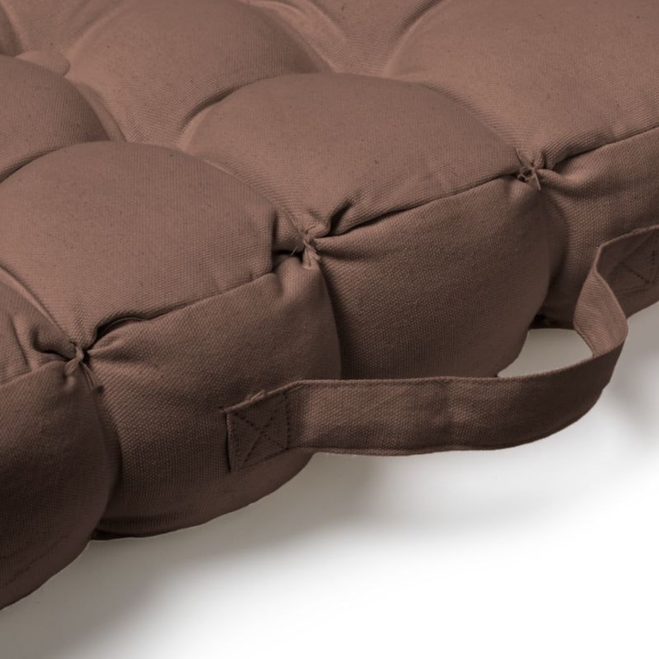 image 1 of Quilted Button Seat Pad Cushion Booster 100% Cotton Cover 45cm Square Red