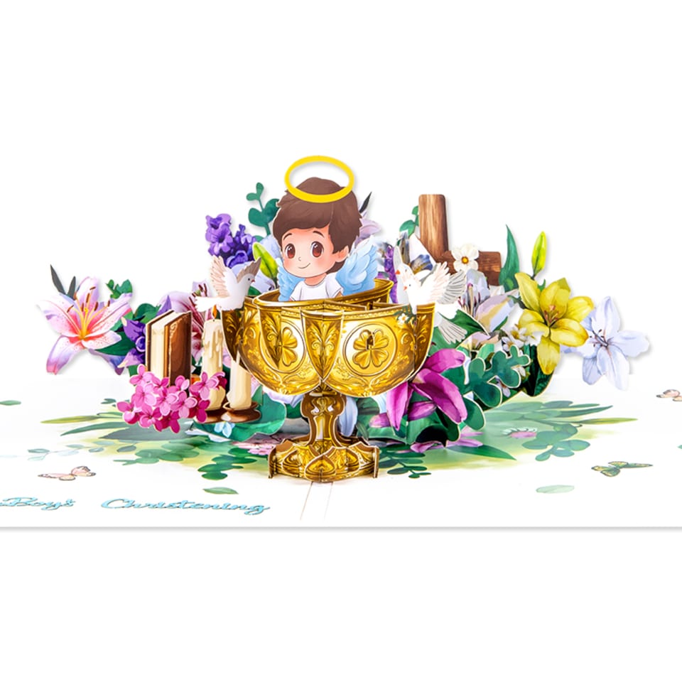 image 1 of Blessed Beginnings Boy’s Baptism 3D Pop Up Christning Card