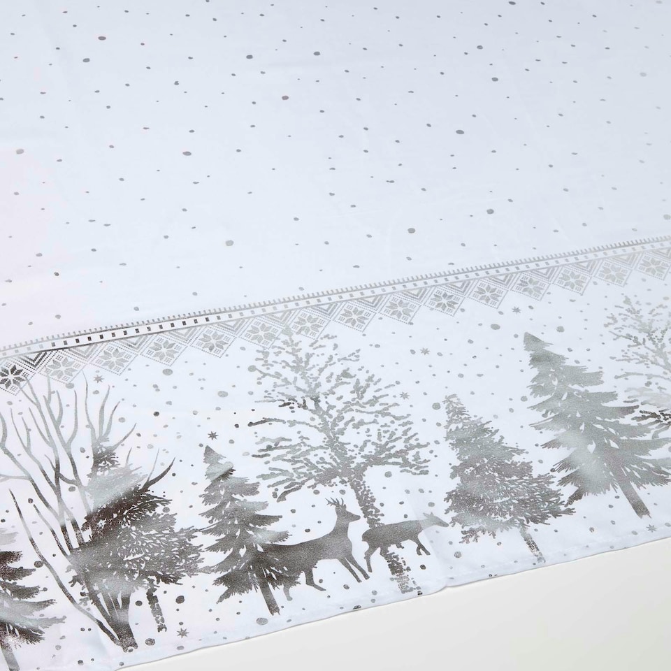image 1 of Homescapes Silver Forest Christmas Table Cloth - 132 x 178 cm Silver