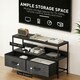 image 4 of HOMCOM TV Cabinet, TV Console Unit with 2 Foldable Linen Drawers Black