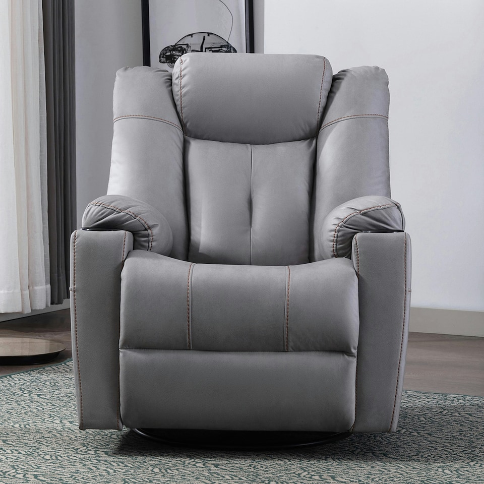 image 1 of Afton Electric Technology Fabric Auto Recliner USB Lounge Sofa Chair (Grey)