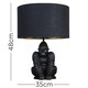 image 3 of ValueLights Modern Matt Black Sitting Gorilla Monkey Table Lamp With Black Gold Drum Shade Black