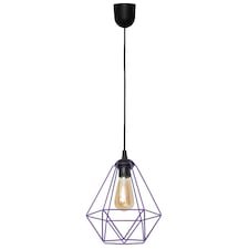 Karo Wire Frame Pendant Ceiling Light Black, Purple 24cm