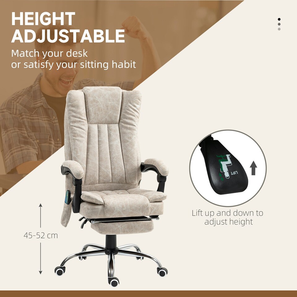 image 1 of Vinsetto 6-Point Vibrating Heat Massage Chair w/ Microfibre Charcoal Grey