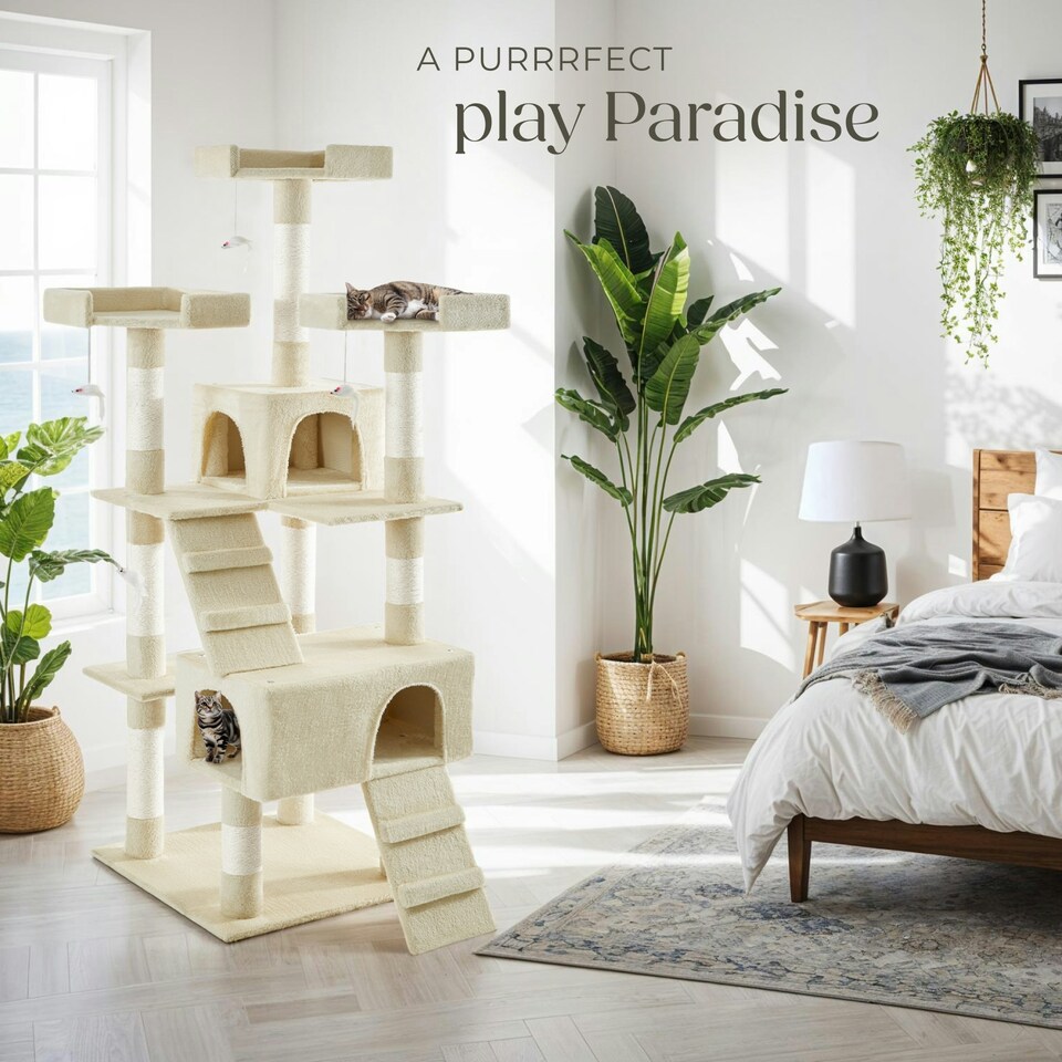 image 1 of Cat Tree Barney - 170 cm, sisal cat scratching posts - Beige