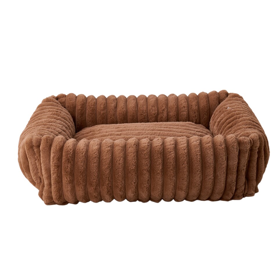 image 1 of Living and Home Soft Dog & Cat Bed,Pet Bolster Bed | Brown | Brown | L | 1