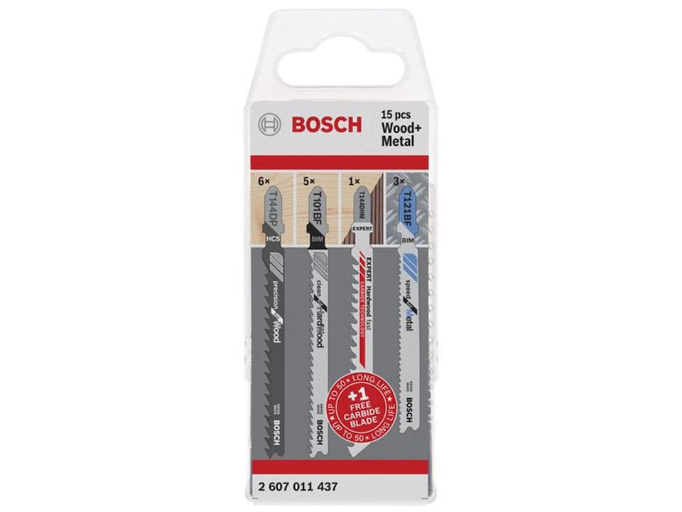 Bosch Powertool Accessories Wood And Metal Jigsaw Blade Set, 15 Piece