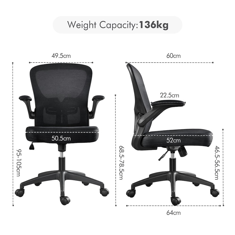 image 1 of Yaheetech Ergonomic Office Chair Adjustable Mesh Chair Black Black