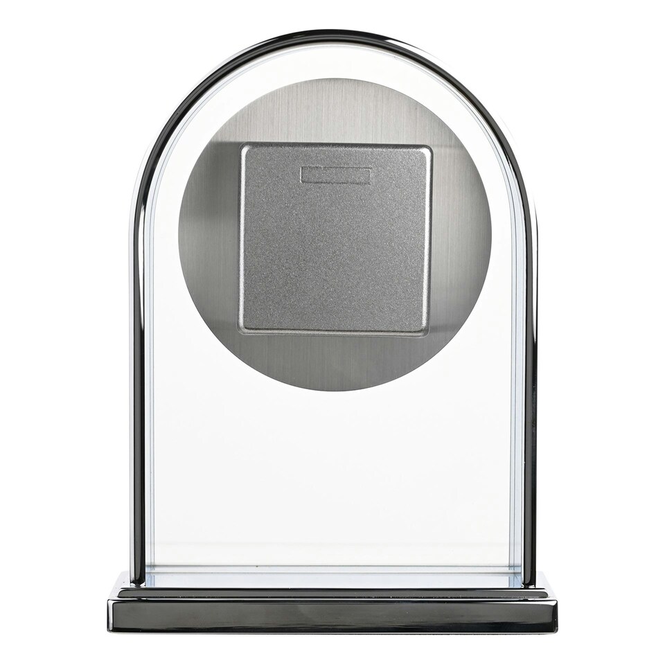image 1 of Wm.Widdop Chrome & Wood Veneer Mantle Clock Chrome | Brown