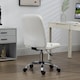 image 8 of Vinsetto Armless Office Chair, Faux Leather Desk Chair with Adjustable Height, Button Tufted, White