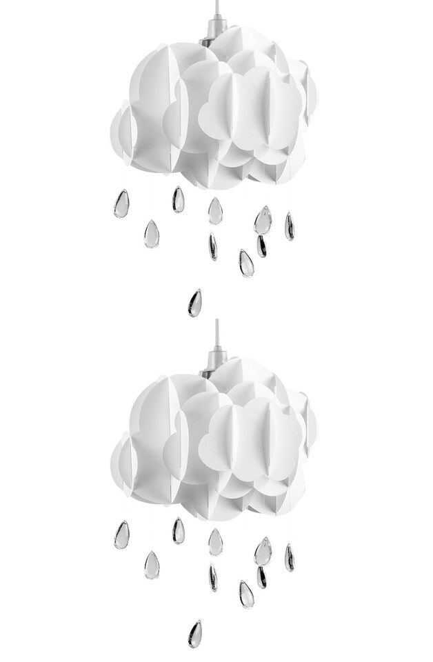 image 1 of ValueLights Pair Children's Cloud Rain Drop Ceiling Shades