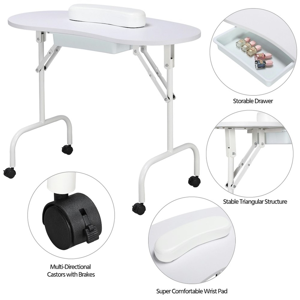 image 1 of Yaheetech Folding Manicure Table White