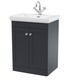 image 1 of Balterley Classic Traditional Bathroom Floor Standing 2-Door Vanity Unit & Fireclay Basin | Grey | Dark Grey