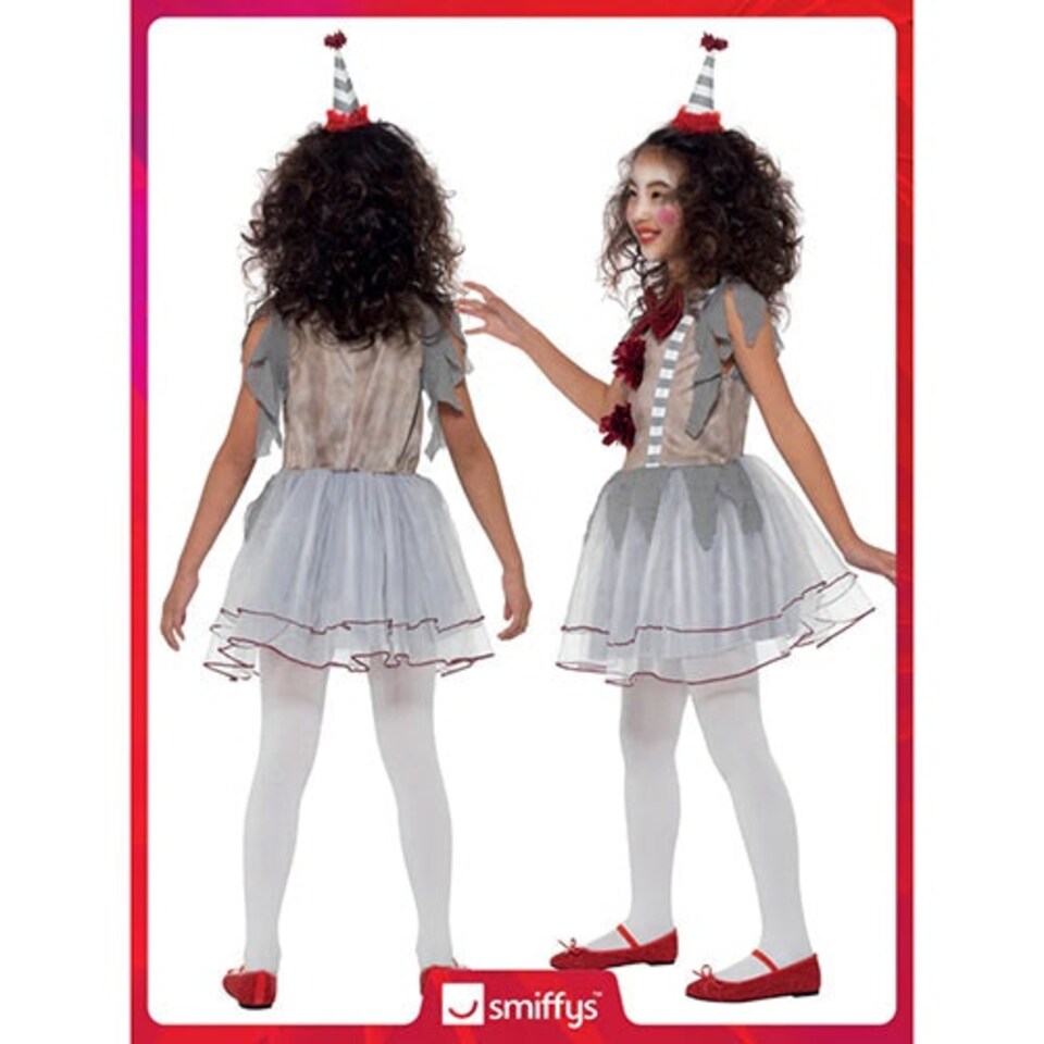 image 1 of Vintage Clown Girl Fancy Dress Costume Kids Medium - Age 7-9