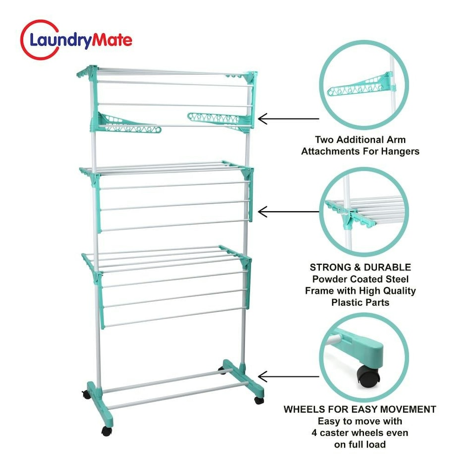 image 1 of Foldable Clothes Airer 3 Tier Horse Drying Rack Stand Laundry Washing Drier Line