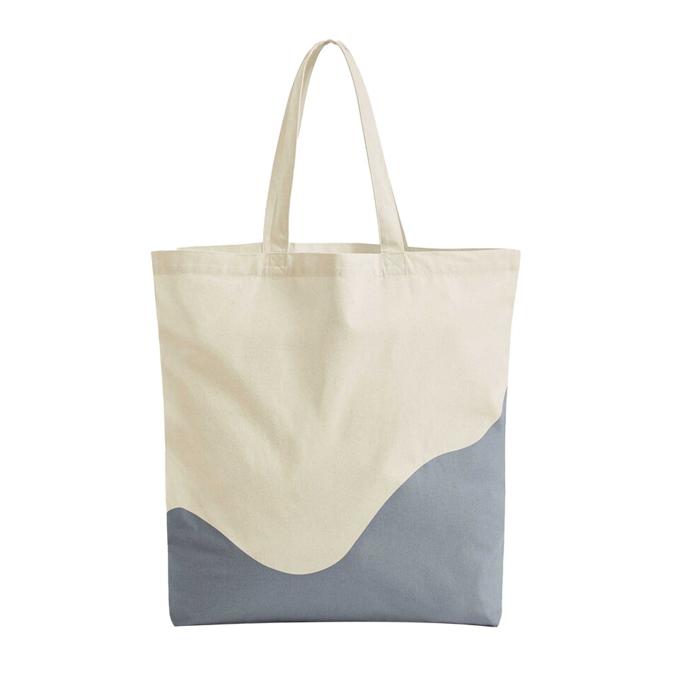 image 1 of Westford Mill Wave Pattern Maxi Tote Bag | Blue | Natural/Blue Grey | One Size | 1