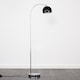 image 4 of ValueLights Curva Polished Silver Floor Lamp with Black Dome Shade & Bulb | Black