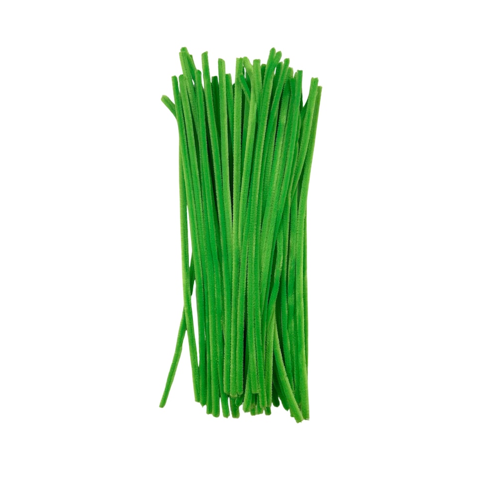 image 1 of Pack of 50 Light Green Coloured Pipe Cleaners 30cm x 6mm Craft Chenille Stems